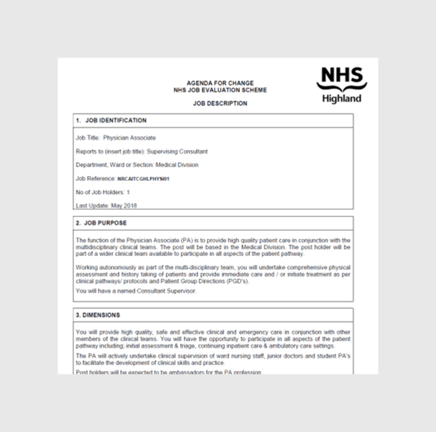 Screengrab of job advert